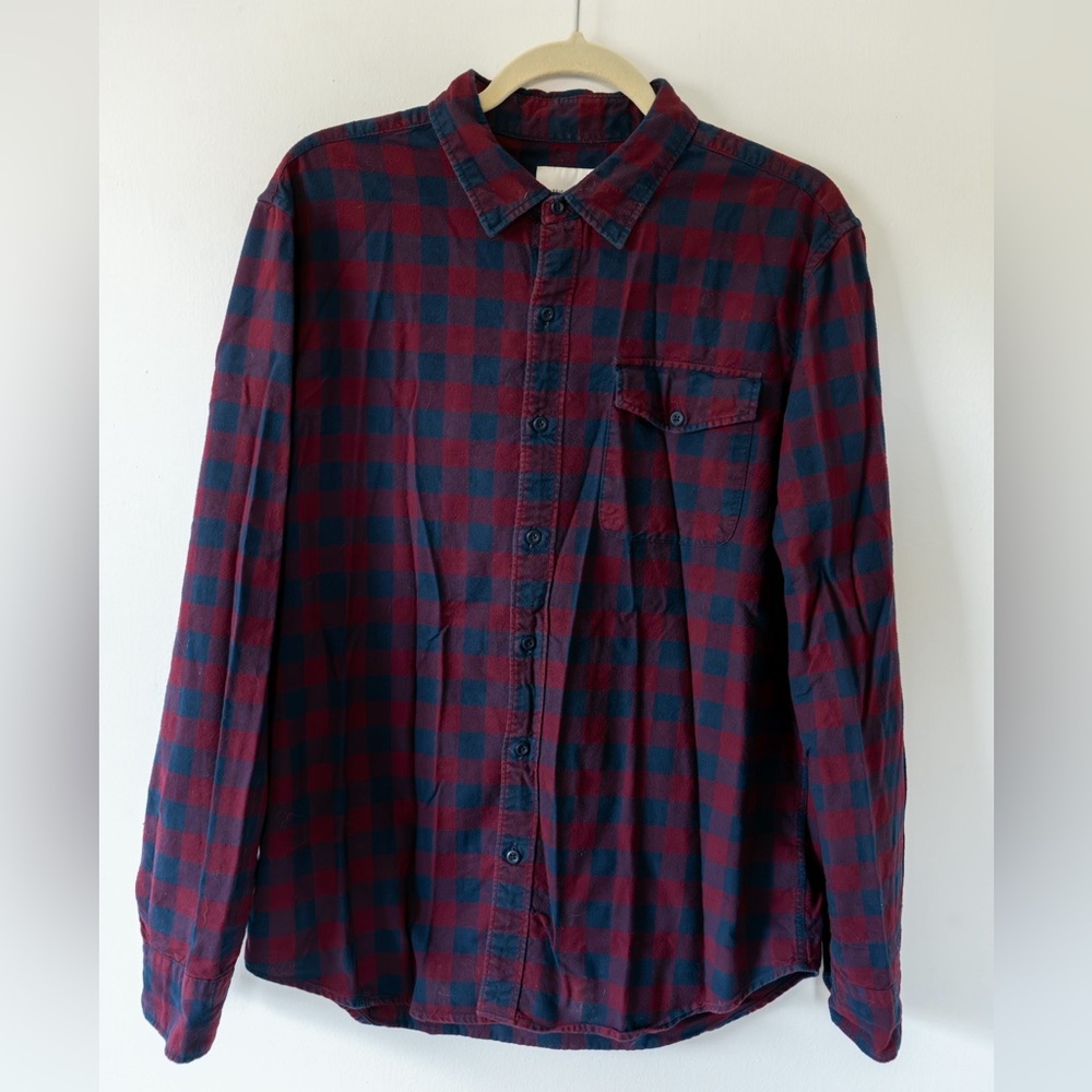 SET OF 2 American Eagle Men’s Buffalo Check Button-Up Shirts, Size L